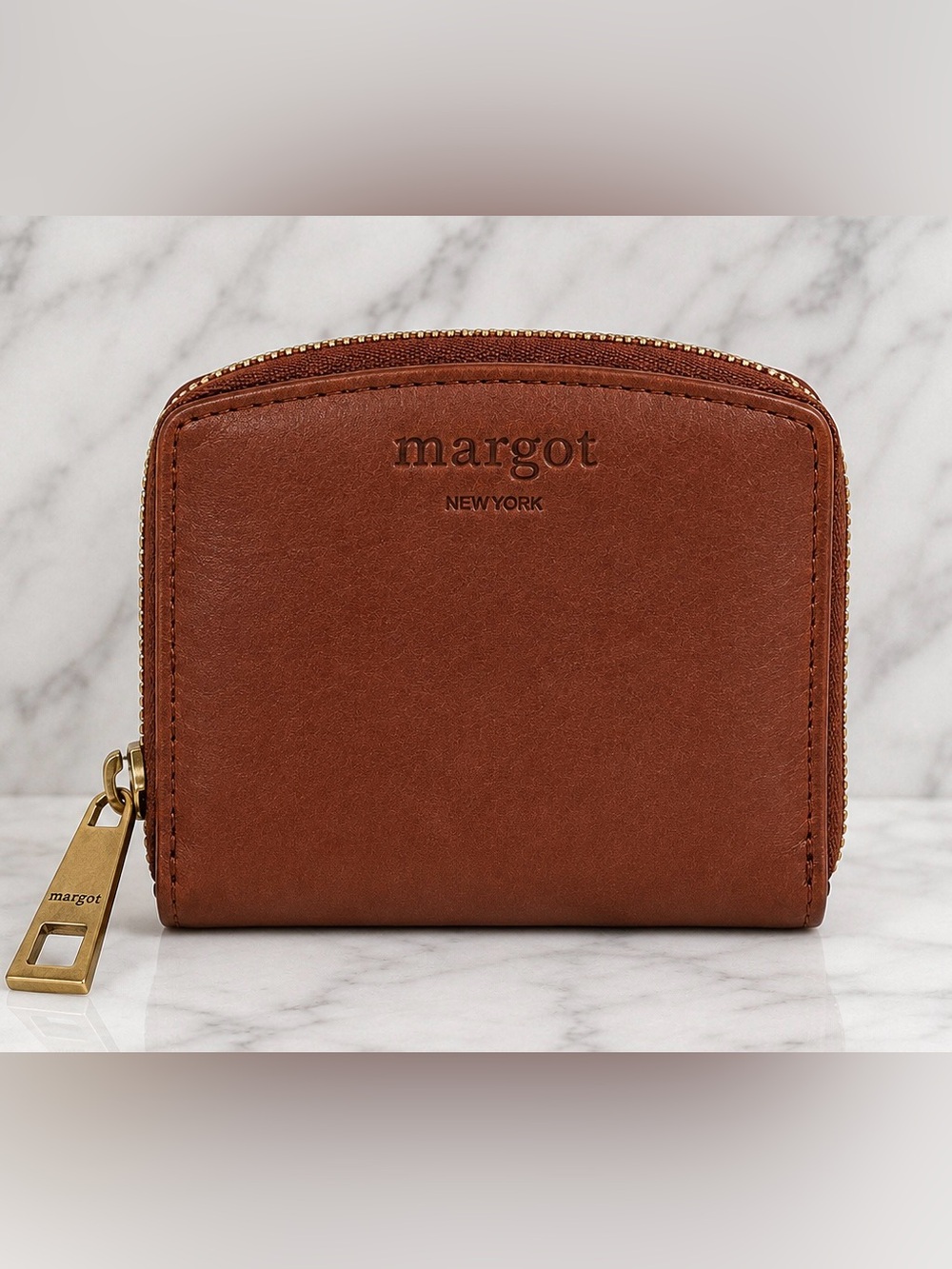 Margot New York Gina Compact Wallet Leather Cognac